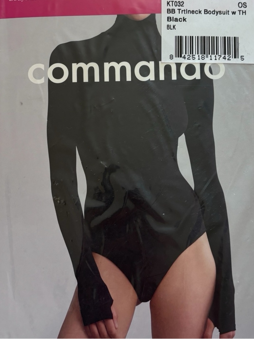 Commando Black The Ballet Turtleneck Long-Sleeve Bodysuit with Thumbholes NEW - Picture 2 of 5